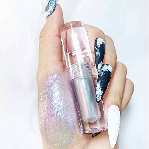 CHARMACY Multichrome Liquid Glitter Eyeshadow, Color Changing Eyeshadow, Metallic Pigmented Long Lasting with No Crease Sparkling Eyeshadow Chameleon Makeup (Pink-Purple-Sliver #11)