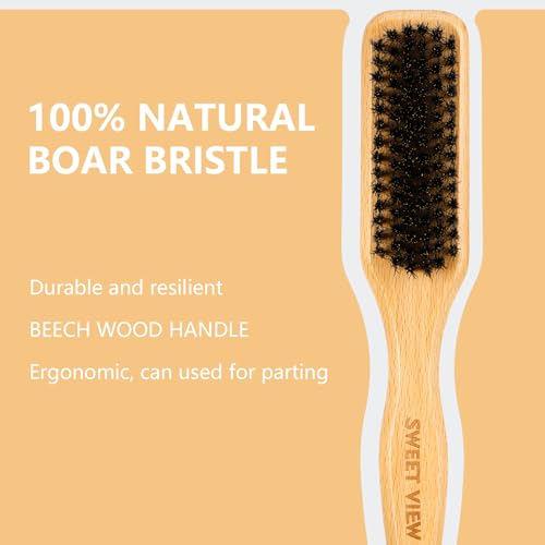 Boar Bristle Hair Brush with Rat Tail Comb for Women & Kids