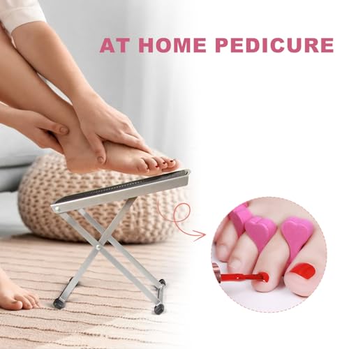 Adjustable Pedicure Foot Rest - 6 Heights, Non-Slip, Foldable