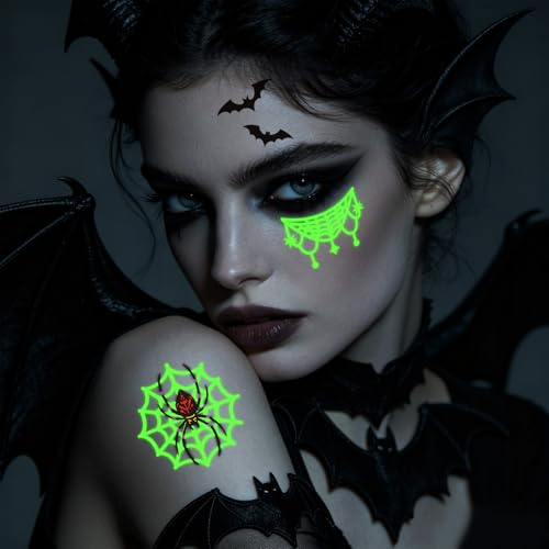 Glow in the Dark Spider Web Temporary Tattoos 260pc