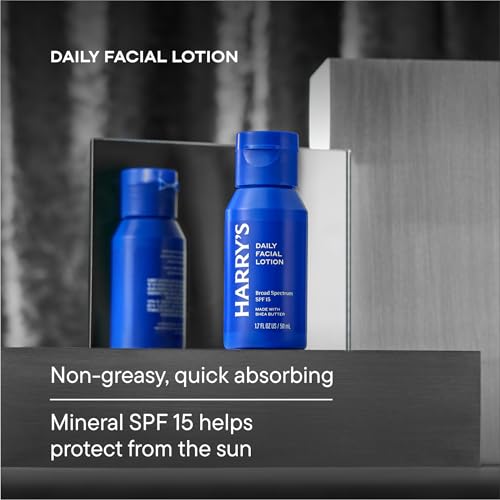Harry's Limited Edition Holiday Gift Set for Men, Men's Skincare Essentials (2 oz Exfoliating Face Wash, Daily Face Lotion with SPF 15, Hydrating Night Lotion)