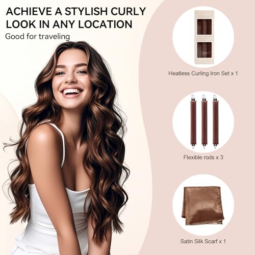 Heatless Hair Curlers Set - Jumbo Velvet Sleep-In Rollers & Satin Scarf