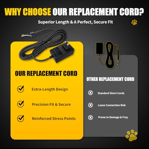 Replacement Cords Compatible with Andis Excel SMC Clippers - 12ft Long, Black (2 Packs)
