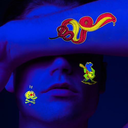 4 UV Glow in Dark Temporary Tattoos Waterproof 80+