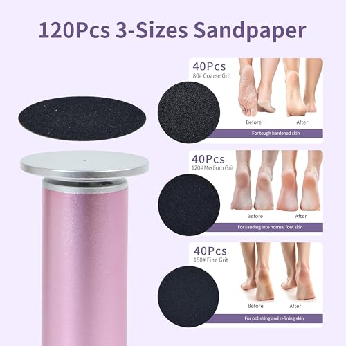 FancyJun Professional Electric Foot Callus Remover with 120 Sanding Discs