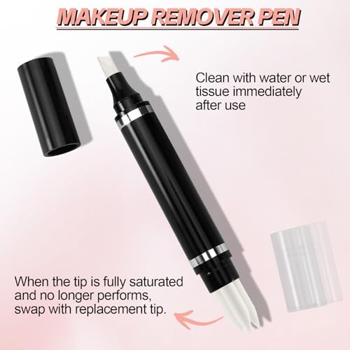 Boobeen Makeup Remover Pen - Precision Corrector for Eyeliner, Eyebrow, Mascara and lipstick Coverup, Travel-Friendly Gentle Formula