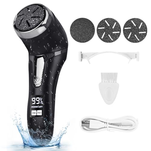 Nicebirdie Electric Callus Remover for Feet with Vacuum, Premium Portable Pedicure Tools Rechargeable Waterproof 2 Speed Foot File Scrubber Callus Remover Tool Foot Care kit（Black）