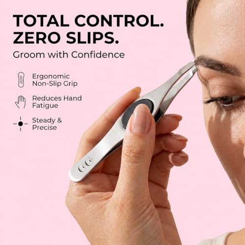 CoCo's Facial Hair Tweezers - Slant Tip Eyebrow Tweezers Silver/Black