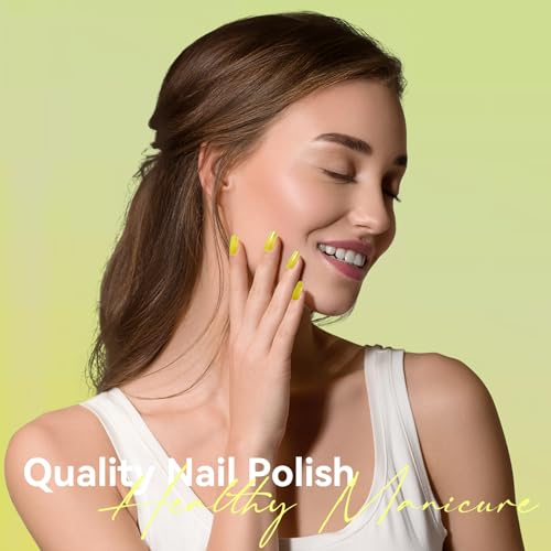 MIZHSE Quick Dry Neon Yellow Nail Polish 15ml