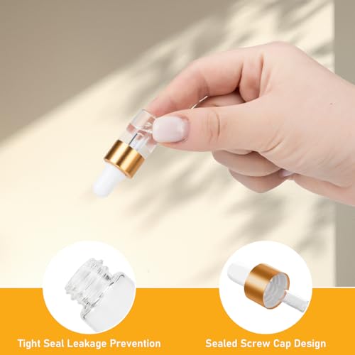 20 Pack 1ml Glass Dropper Bottles for Essential Oil & Cuticle