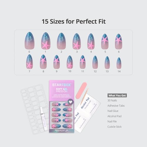 BTArtbox Press On Nails Medium Almond 30ct