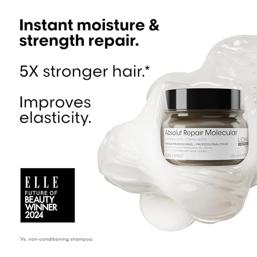 L'Or?al Professionnel Paris Absolut Repair Molecular Hair Mask - Repairs Damage & Restores Strength For Extremely Dry Damaged Hair, Extra Detangling & Hydration, Peptides Bonder