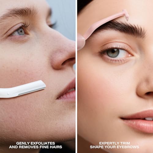 Pink Eyebrow Razors with Dermaplane Set - 6 Pack, Safe & Precise Grooming