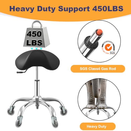 Ergonomic Saddle Stool with 360° Swivel & Height Adjust