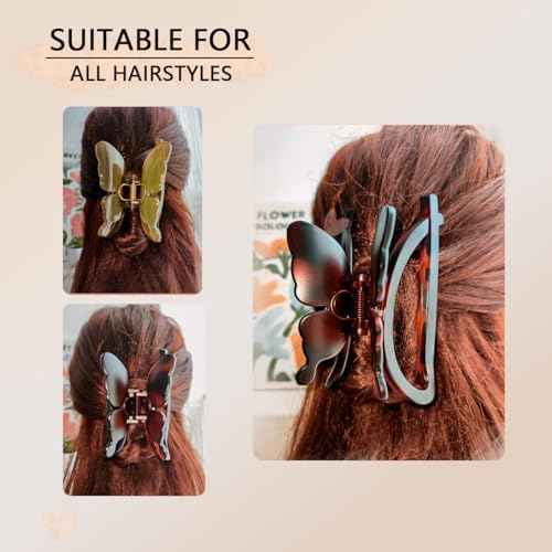 Butterfly Hair Clips,large butterfly hair clips 4.4 inch Nonslip Strong Hold Claw Clips for Women and Girls, large hair clips for thick hair Accessories for Women and Girls Gift£¨4PCS£©