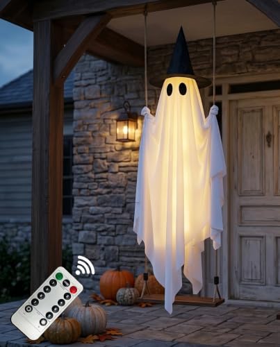 5FT LED Light-Up Halloween Ghost Swing with Remote Control