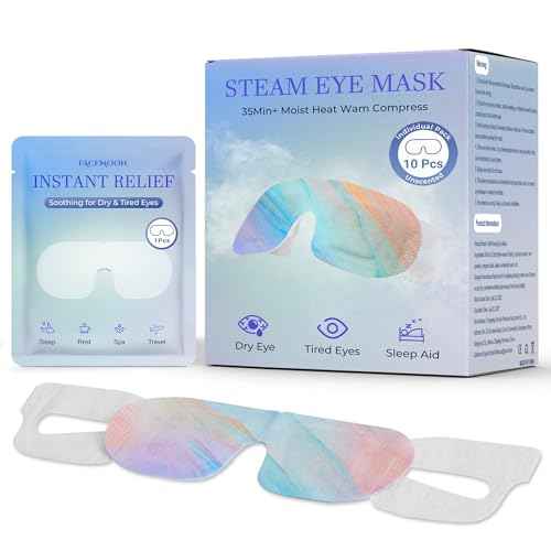 Steam Eye Masks for Dry Eyes: Self Heating Moist Warm Compress for Digital Eye Strain Stye - 10 Packs Spa Relaxation Essentials for Fast Sleep | Airplane Travel | Office Nap | Meditation, Unscented