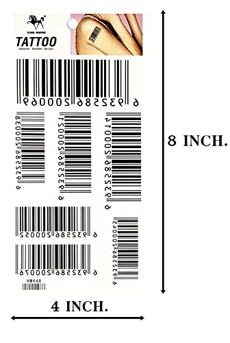 Barcode Number Temporary Tattoos - 3 Sheets Waterproof