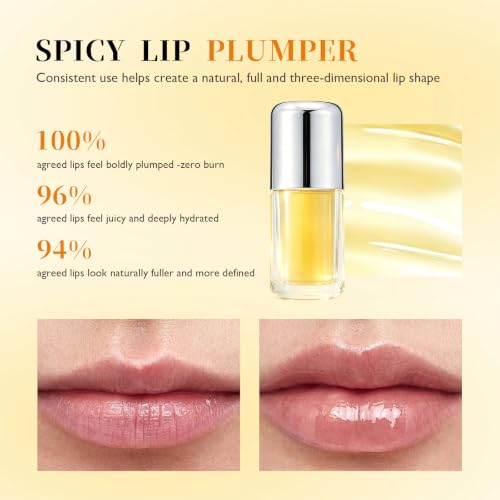 Spicy Plumping Lip Oil - 2PCS Moisturizing Lip Gloss for Fuller Lips