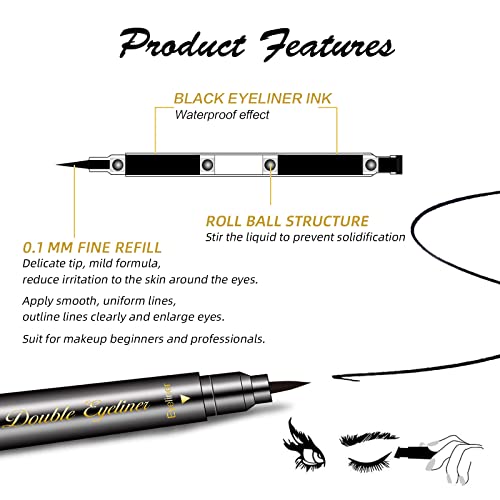 LOKFAR 6-Piece Double-Sided Liquid Eyeliner Stamp Pen Set