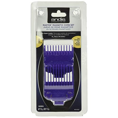 Andis 01420 Master Clipper Magnetic Comb Set - Crafted with High-Quality Materials & Long-Lasting Performance - Dual Pack Sizes 0.5 & 1.5 and Fit with ML Models ? Purple