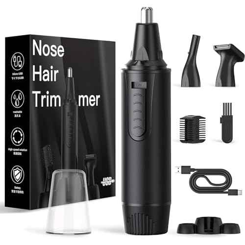Nose Hair Trimmers for Men£¬Rechargeable Hair Trimmer 3 in 1 Painless Multifunctional Ear and Nose Hair Trimmer with IPX7 Waterproof Dual Edge Blades (Ink Black)