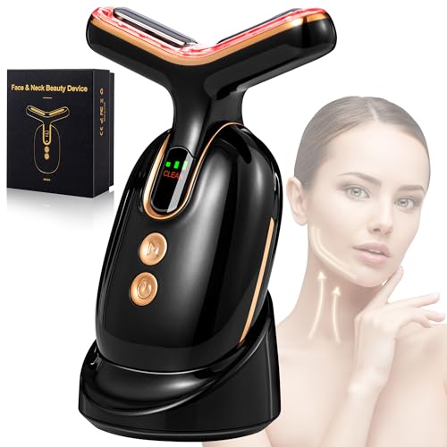Red Light Therapy for Face and Neck, Facial Massager culpting Wand with 7 Color - Birthday, Christmas, Mothers Day, Valentines Day Gifts for Her Women Mom Best Friend Wife Teacher (Black)