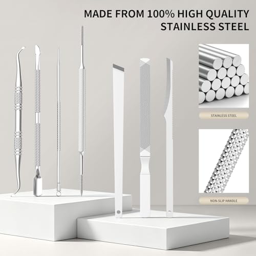 7-Piece Ingrown Toenail Removal Kit - Stainless Steel Pedicure Tools