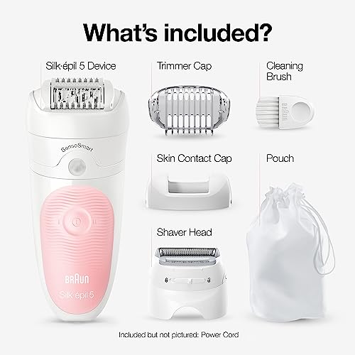 Braun Epilator Silk-?pil 5 5-620, Hair Removal Device, Epilator for Women, Shaver & Trimmer, Cordless, Rechargeable, Wet & Dry, 6 Piece Set, Holiday Gifts for Women