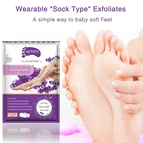 ALIVER Foot Peel Mask 3 Pack - Exfoliating Callus Remover for Soft Feet