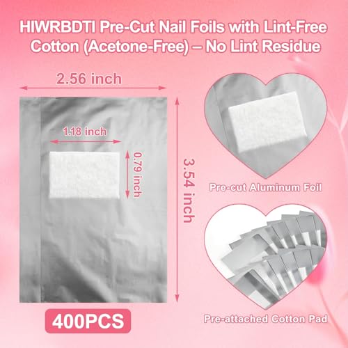 Gel Polish Remover Foil Wraps with Lint-Free Cotton Pads - 400 Pack