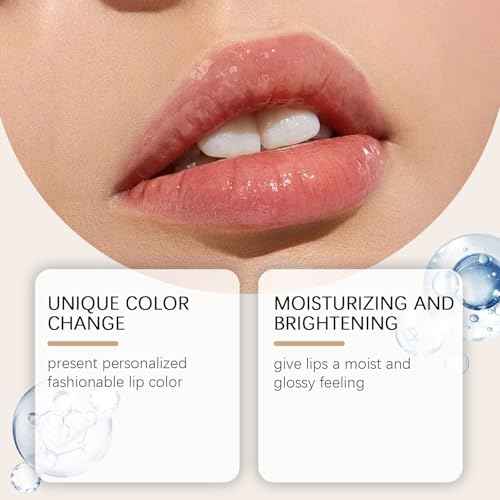 Transferproof Color Changing Lipstick,Gold Crystal Ph Lipstick Color Changing,Clear Lip stick That Changes Color,Long Lasting 24 Hours Moisturizing Glossy Shine Lip Gloss for Women (1pcs)