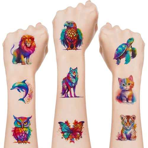 120PCS Temporary Tattoos for Kids, Cute Animal Temporary Tattoos for Boys Girls, Fake Tattoos Stickers for Birthday Party Gifts, Home Activity, Class Prizes, Carnival Rewards