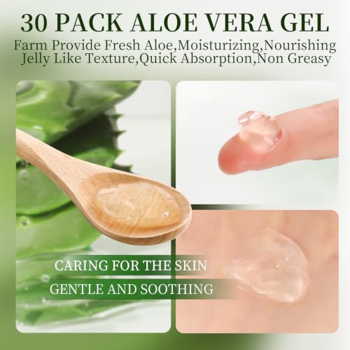 KONEUK 30 Pack Aloe Vera Gel - 99% Pure Travel Size