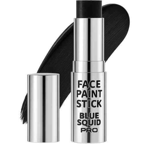 Blue Squid PRO Black Face Paint Stick - Waterproof Body Paint for Adults & Kids Eye Black Baseball, Eyeblack Softball - Vegan Hypoallergenic Twist-Up Non-Toxic Makeup Stick for Cosplay, Sports & SFX