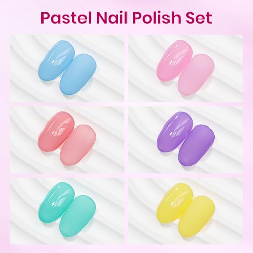 Summer Pastel Nail Polish Set - Quick Dry, No UV Light Needed