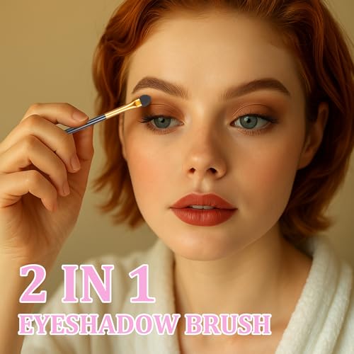20Pcs Dual-Head Eyeshadow Brush Set with Sponge Applicators