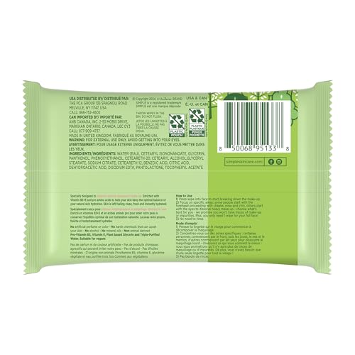 Simple Kind To Skin Cleansing Makeup Remover Wipes 6 Pack