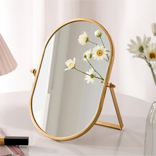 Portable Tabletop Makeup Mirror with Adjustable Metal Frame