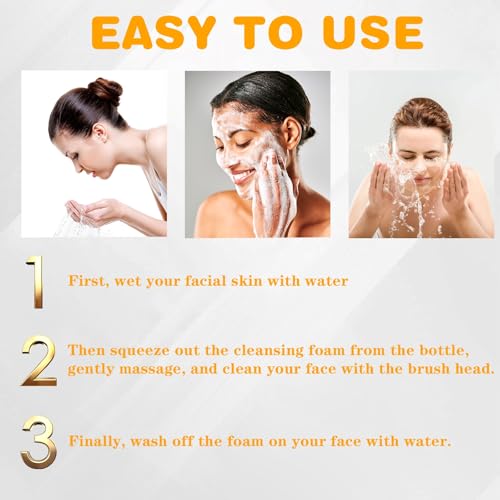 2 Pack Turmeric Lemon Face Wash with Brush, Vitamin C Foaming Facial Cleanser, Turmeric Soap Lemon Soap Deep Clean with Coconut Oil, Foaming Facial Cleanser for All Skin, 150g/5.07 FL Oz x2