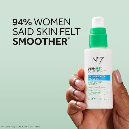 No7 Derm Solutions Pore Refining Duo - Daily Detox Gel Cleanser (16 Fl Oz) & AHA Exfoliant & Face Toner (1 Fl Oz) - for Oily & Blemish-Prone Skin