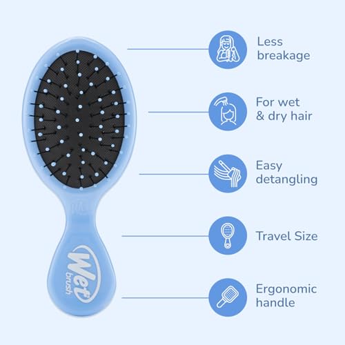 Wet Brush Mini Detangling Hairbrush, Sky - Portable Wet & Dry Brush