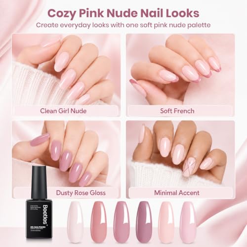 Beetles Nude Pink Gel Polish Set - 6 Cozy Fall Colors