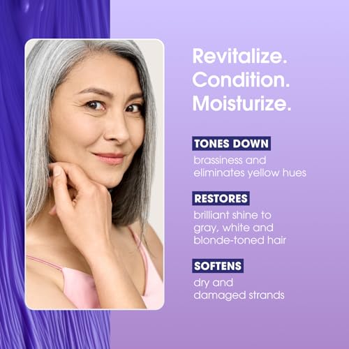 One 'N Only Shiny Silver Purple Shampoo - Argan Oil Toning Hair Shampoo for Blonde, Gray, White & Highlighted Hair - Moisturizes, Brightens & Reduces Brassiness (12 fl oz) (Pack of 2)