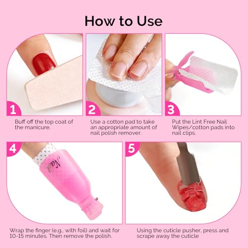 MelodySusie Gel Nail Polish Remover Clips Kit with Cuticle Pusher - 21 Pcs