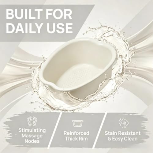 Foot Soaking Tub with Massage Points - Large White Foot Bath for Pedicure & Exfoliation - Home Spa Accessory