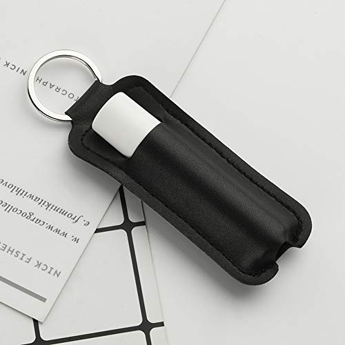 4Pcs PU Leather Lipstick Case Keychain Holder - Portable Lip Balm Storage