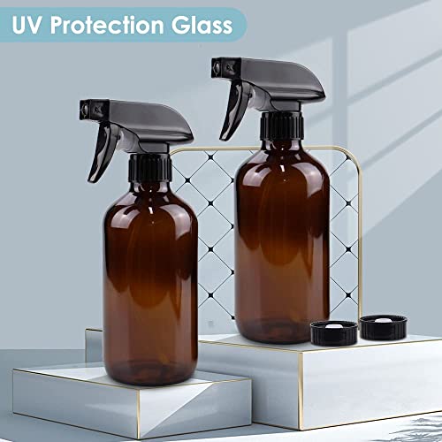 Bontip Amber Glass Spray Bottle Set, 16 oz (2-Pack)