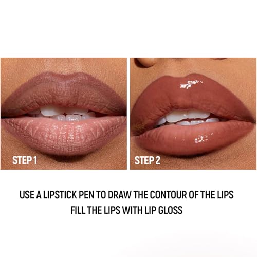 2-in-1 Lip Liner & Gloss Set, 3 Colors, Dual-Ended Buildable