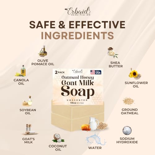 Oatmeal Soap ? Natural Oatmeal & Honey Goat Milk Soap Bar ? Face & Body Wash for Eczema, Psoriasis, Dry, Itchy, Sensitive Skin Relief ? Unscented Wash Great for Kids, Babies ? Handcrafted, Made in USA